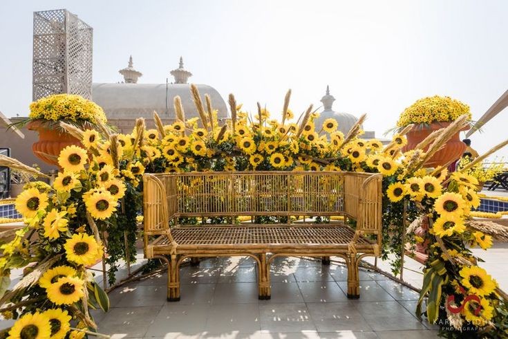 Wedding decor adorned with sunflowers