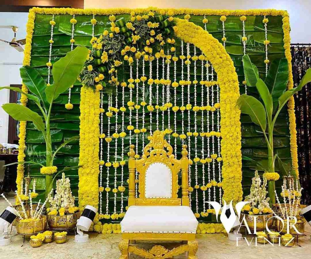 Banana leaf decoration  for haldi 