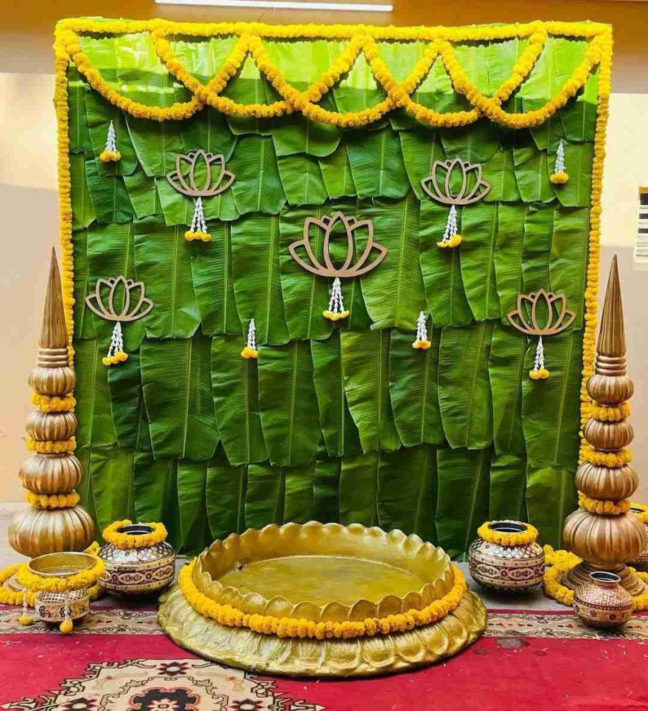 Banana leaf decoration ideas for haldi