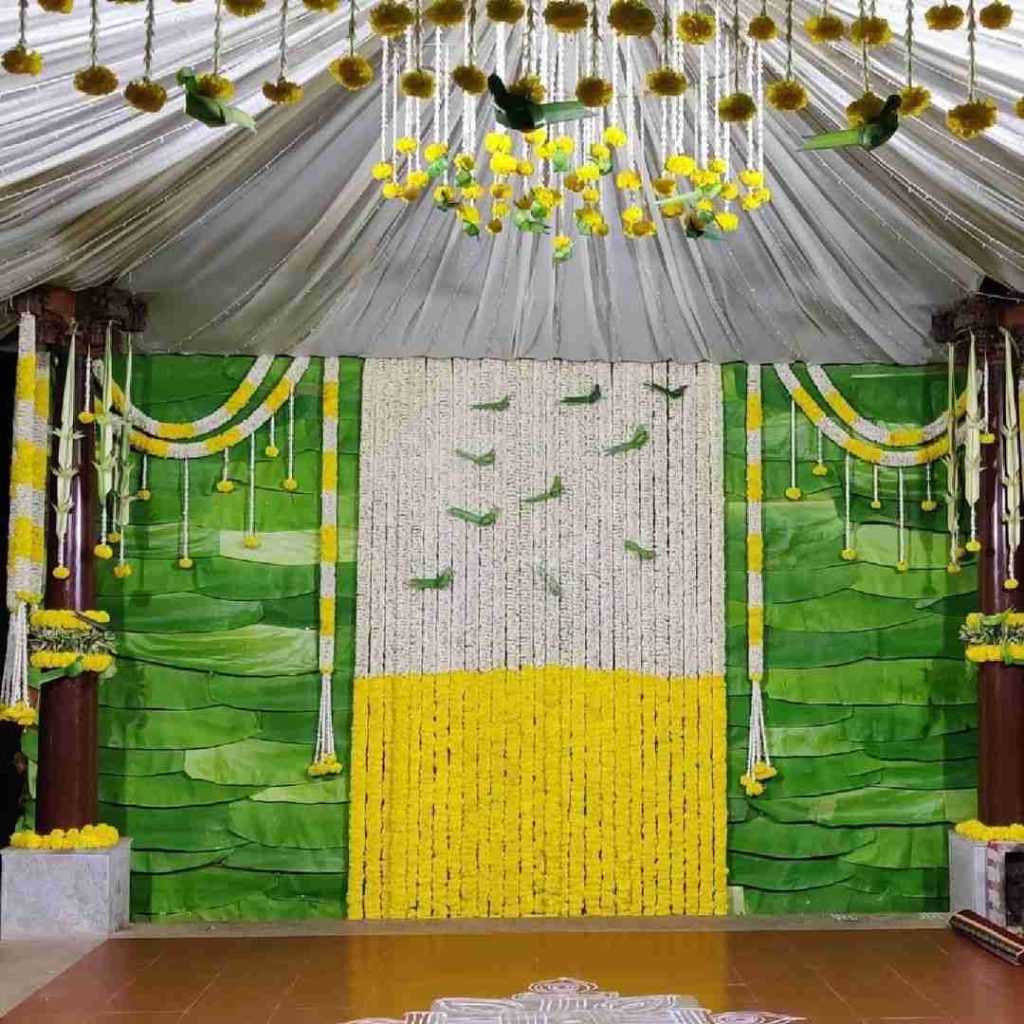 simple leaf decoration ideas for haldi