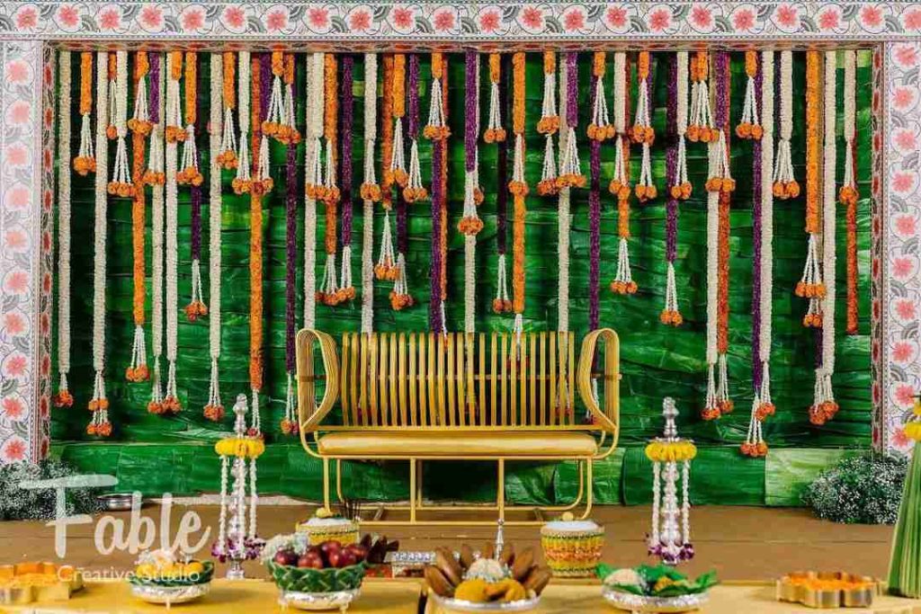 haldi decoration with flowers