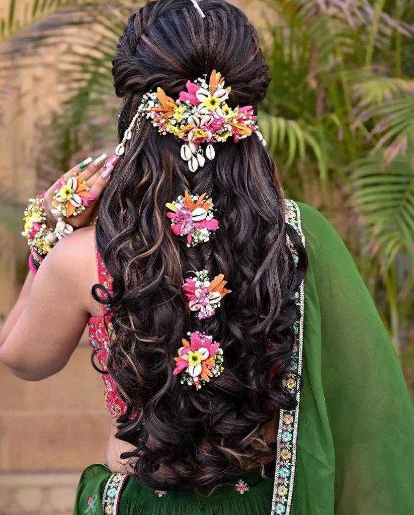 bridal floral hairstyle 