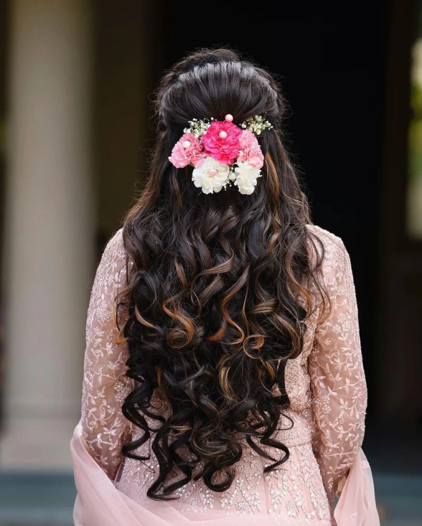 simple wedding floral hairstyle